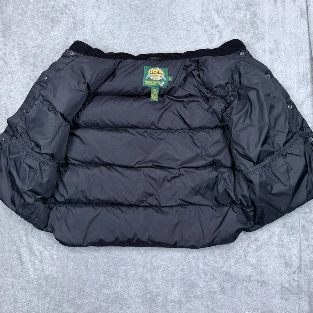 Cabelas Premier Northern Goose Down 650 Puffer Vest 2XL Mens‎ Black Snap Front